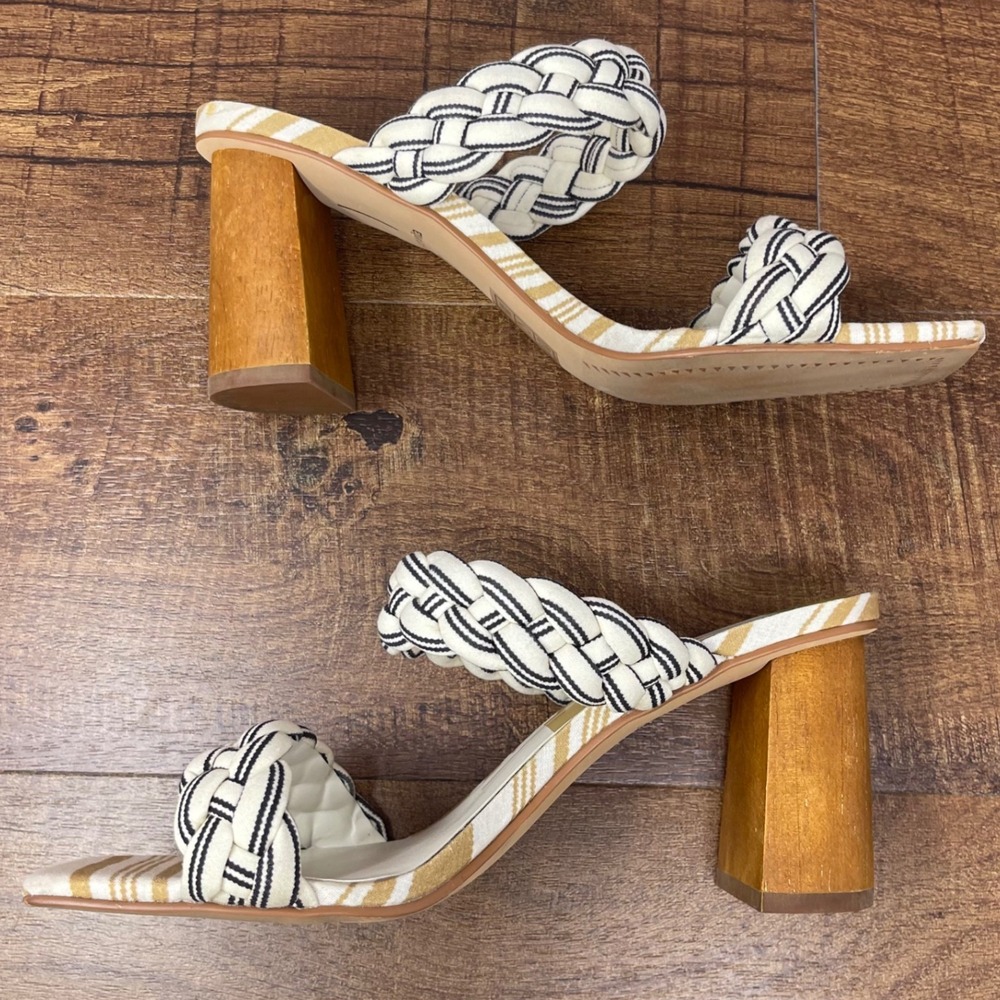 Dolce Vita - "Paily" Braided Stripe Block Sandal - Black/Off-White - Size 7‎ - Picture 3 of 15